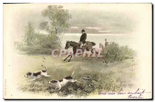 Cartes postales Chiens Chien Chasse a courre Cavalier Cheval