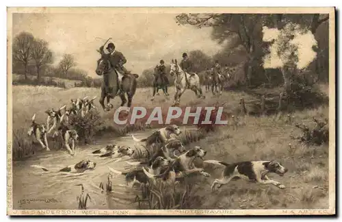 Cartes postales Chiens Chien Chasse a courre Cavalier Cheval