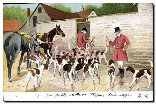 Cartes postales Chiens Chien Chasse a courre Cavaliers