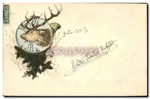 Cartes postales Chiens Chien Chasse a courre Cerf