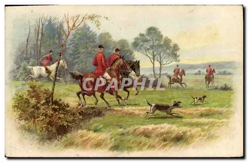 Cartes postales Chien Chiens Chasse a courre Cavaliers