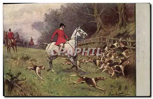 Cartes postales Chien Chiens Chasse a courre Cavaliers