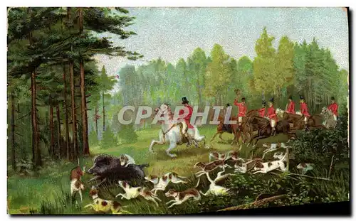 Cartes postales Chien Chiens Chasse a courre Cavaliers