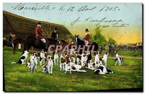 Cartes postales Chien Chiens Chasse a courre Cavaliers