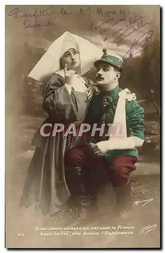 Cartes postales Militaria Sante Soldat Infirmiere