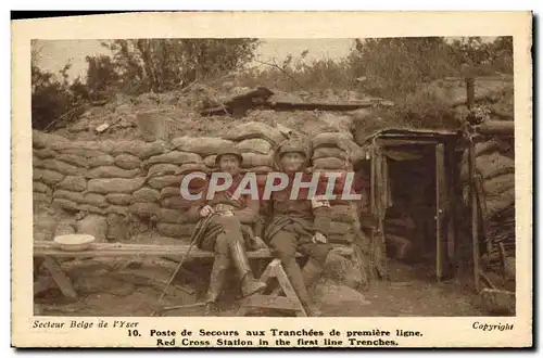 Cartes postales Militaria Poste de secours aux tranchees de premiere ligne Croix Rouge