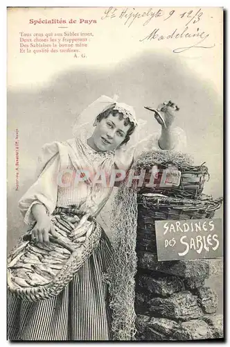 Cartes postales Fantaisie Specialites de pays Sardines des Sables