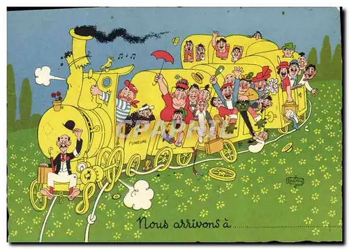 Cartes postales moderne Humour Nous arrivons Train