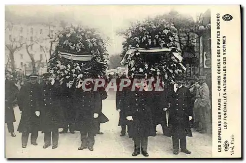 Cartes postales Funerailles nationales des victimes Les zeppelins sur Paris