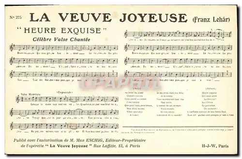 Cartes postales La veuve joyeuse Franz Lehar