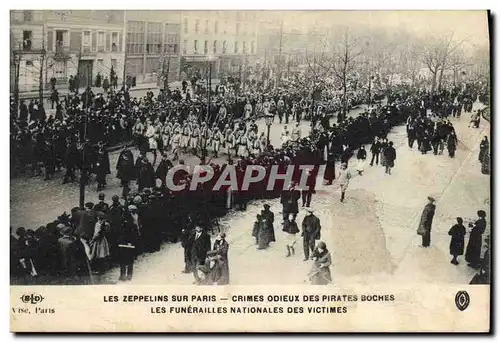 Cartes postales Les zeppelins sur Paris Les funerailles nationales des victimes