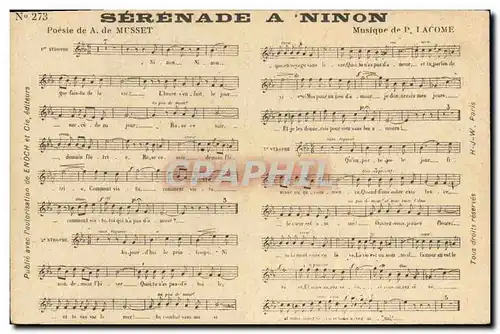 Cartes postales Serenade a Ninon Alfred de Musset Lacme