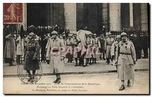 Cartes postales Paris Fetes du cinquantenaire de la Republique Hommage au Poilu inconnu et a Gambetta La sortie