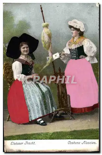 Cartes postales Folklore Alsace Costume Alsacien