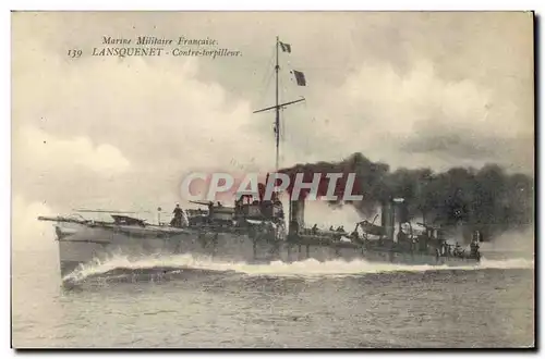 Cartes postales Bateau Lansquenet Contre torpilleur