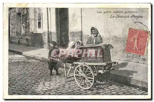 Cartes postales Les petits metiers parisiens La joueuse d&#39orgue Taylor Chocolat TOP