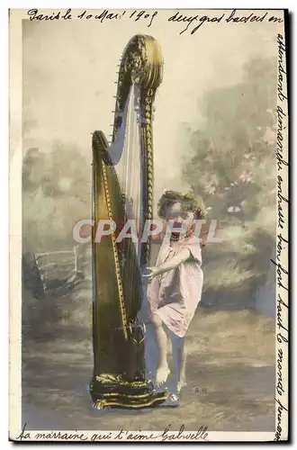 Cartes postales Enfant Harpe