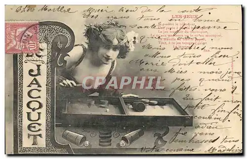 Cartes postales Les jeux Bilboquet Jacquet Femme