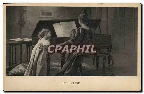 Cartes postales Femme Enfant En extase Violon