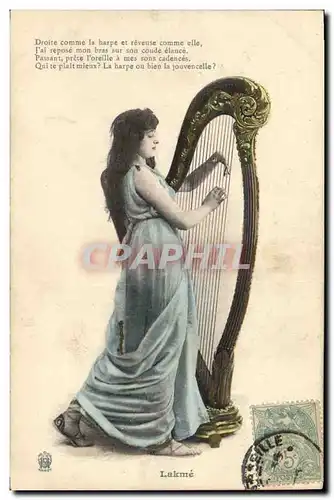 Cartes postales Femme Harpe Lakme