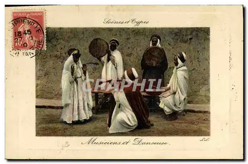 Cartes postales Musiciens et danseuse