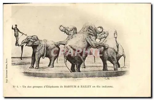 Cartes postales Cirque Barnum et Bailey Un groupe d&#39elephants en file indienne Elephant