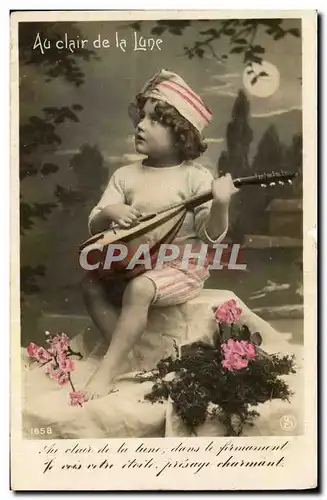 Cartes postales Enfant Au clair de la lune