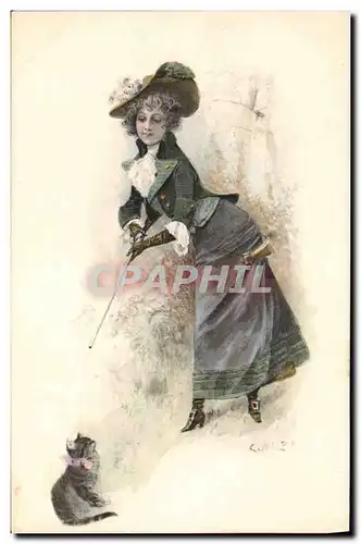 Cartes postales Chasse Femme Chien