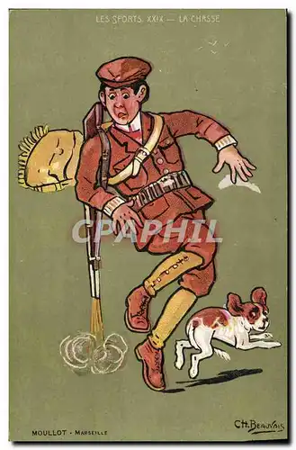 Cartes postales Chasse Illustrateur Beauvais Au Magot Bordeaux Cours d&#39Alsace Lorraine Rue Ravez