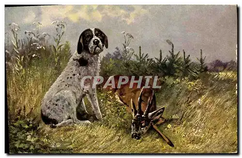 Cartes postales Chasse Chien Biche