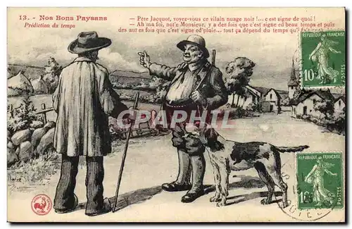 Cartes postales Chasse Chasseur Nos bons paysans Prediction du temps Chien