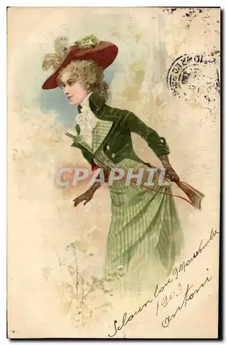 Cartes postales Chasse Femme