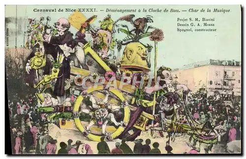 Cartes postales Cloche Carnaval de Nice XXXXI Demenagement a la cloche de Bois Char de la musiqsue