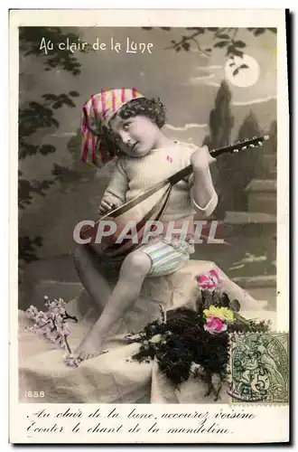 Cartes postales Enfant Au clair de la lune