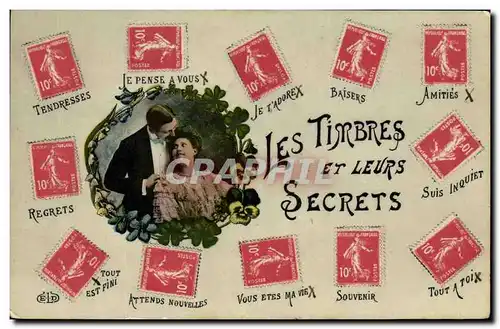 Cartes postales Fantaisie Les timbres et leurs secrets Semeuse