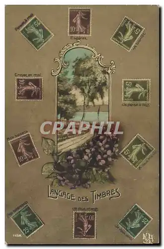 Cartes postales Fantaisie Langage des timbres Semeuse