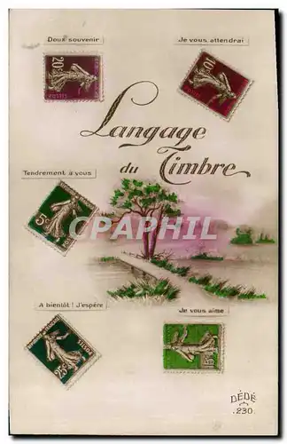 Cartes postales Fantaisie Langage du timbre Semeuse