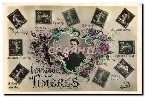 Cartes postales Fantaisie Langage des timbres Semeuse