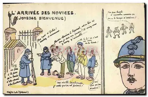 Cartes postales Puzzle Militaria L&#39arrivee des novices Joyeuse bienvenue