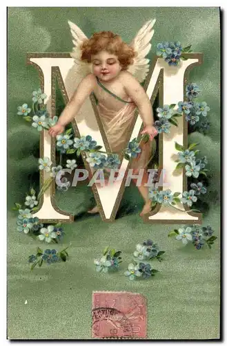 Cartes postales Fantaisie Ange Lettres Lettre M