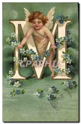 Cartes postales Fantaisie Ange Lettres Lettre M