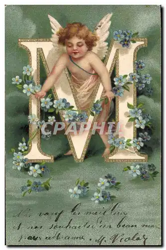 Cartes postales Fantaisie Ange Lettres Lettre M