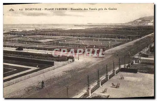 Cartes postales Deauville Plage Fleurie Ensemble des Tennis pris du casino