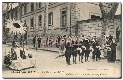 Cartes postales Carnaval d&#39Aix A l&#39ombre du soleil Aix en Provence Ballade de cinq anes sur cinq cannes