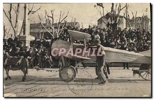 Cartes postales Carnaval d&#39Aix en Provence 1922 Avion Aviation Ane Mule