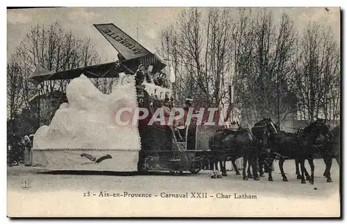 Cartes postales Carnaval XXII Aix en Provence Char Latham Avion Aviation