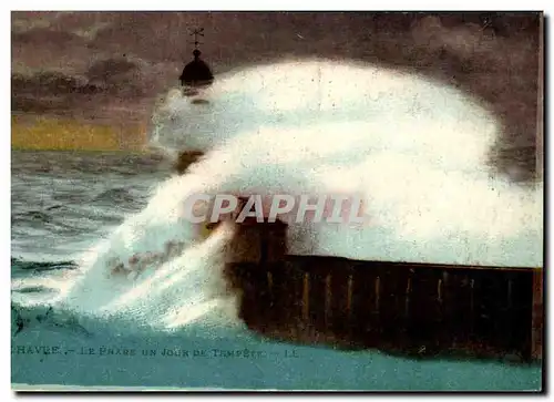 Cartes postales Phare Le Havre Le phare un jour de tempete