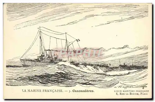 Cartes postales Fantaisie Illustrateur Haffner Bateau de Guerre Canonnieres