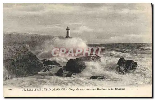 Cartes postales Phare Les Sables d&#39Olonne Coup de mer dans les rochers de la Chaume