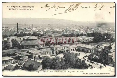 Cartes postales Folklore Vin Vendange Champagne Epernay La gare Les ateliers de l&#39Est Magenta La villa